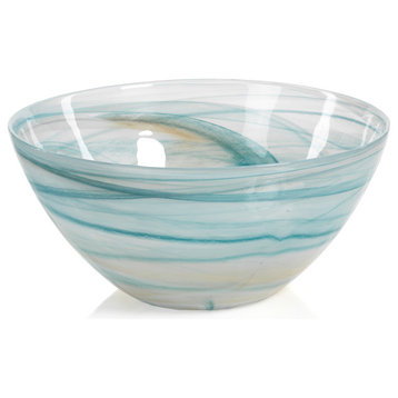 "Lagoon" 5.75" Tall Glass Bowls, Alabaster, Set of 2
