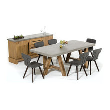 Modern Concrete Wood Dark Grey Dining Collection