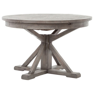 Cintra Reclaimed Wood Expandable Round Kitchen Table 47", Gray, 47"