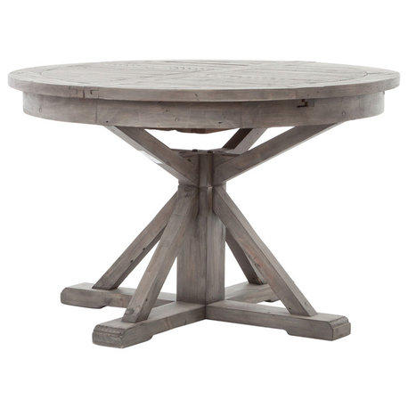 Cintra Reclaimed Wood Expandable Round Kitchen Table 47", Gray, 47"