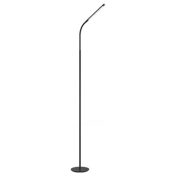 Safco Resi 60"H Gooseneck Modern Metal LED Floor Lamp in Black