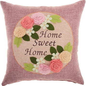 Mina Victory Life Styles Home Sweet Home Lavender Throw Pillow, 18"x18"