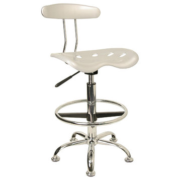 Flash Furniture Vibrant Silver And Chrome Drafting Stool With Tractor Seat