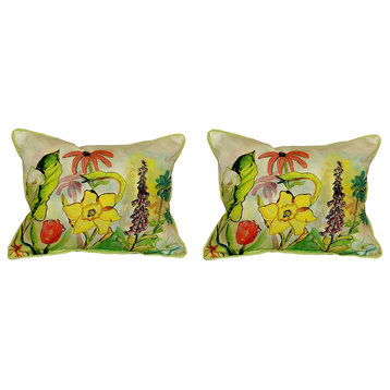 Pair of Betsy Drake Betsy’s Garden Small Indoor/Outdoor Pillows