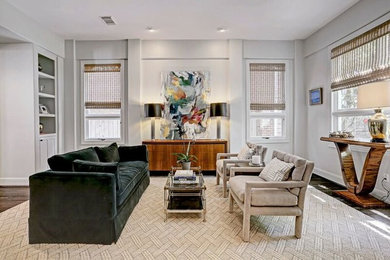 Living room - mid-sized traditional formal dark wood floor living room idea in Houston