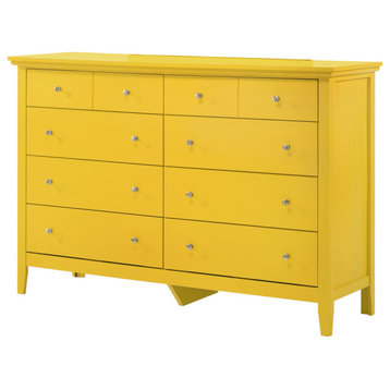 Hammond 10-Drawer Yellow Double Dresser 39 in. X 18 in. X 58 in.