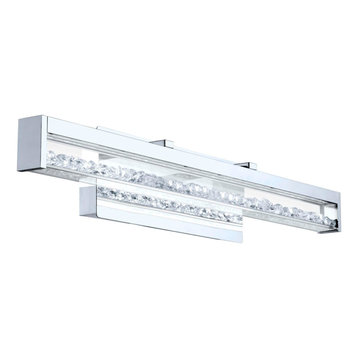 1x22.4W LED VanityWall Light w/ Chrome Finish & Clear Glass w/ Crystal Stones