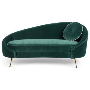 Curved Dark Green Velvet Sofa | Bold Monkey I Am Not a Croissant