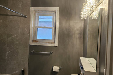 Small transitional master bathroom photo in Toronto with a freestanding vanity