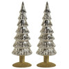 Merrigan 10.75" Silver Glass Tree on Gold Glitter Base, Set of 2