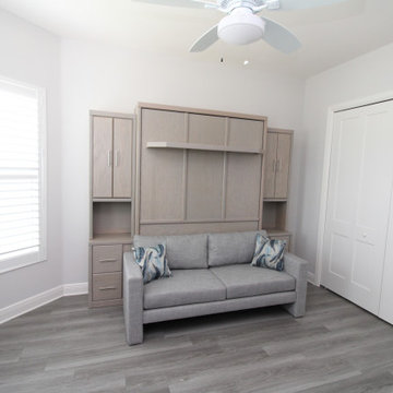 Savona Queen Sofa Murphy Wall Bed, with 2 Nightstand Side Pier Bookcases