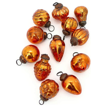 Set of 12 Mini Mercury Glass Ornaments, Available, 3 color, Copper