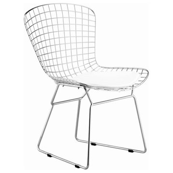 Mod Made Chrome Wire Side Chair, White