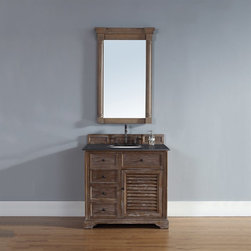36 inch Bathroom Vanity Driftwood Finish, Black Rustic Granite Top - Bathroom Vanities And Sink Consoles