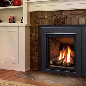 Q1 Gas Fireplace - HD Log Set, Ledgestone Liner, and a Contemporary Surround