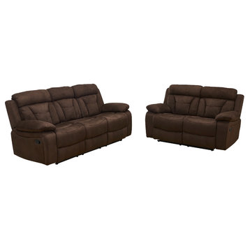 Betsy Furniture 2-Piece Microfiber Reclining Living Room Set, Brown