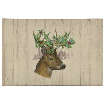 Holiday Deer 4'x6' Chenille Rug