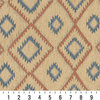 Beige, Salmon and Blue, Diamond Southwest Style Upholstery Fabric By The Yard