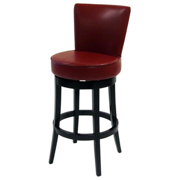 Boston Swivel Barstool, Red Bonded Leather, 30" Seat Height