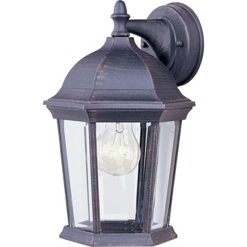Builder Cast 1-Light Outdoor Wall Lantern, Rust Patina With Clear Glass