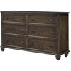Traditional Double Dresser, 6 Drawers With Round Pull Handles, Aged Oak Finish