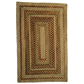 Bradford Concentric Rectangle Braided Area Rug, Harvest Moon, 20"x30"