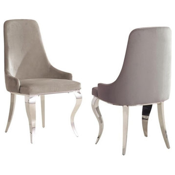 Coaster Antoine 19.25" Upholstered Velvet Demi Dining Chair in Gray