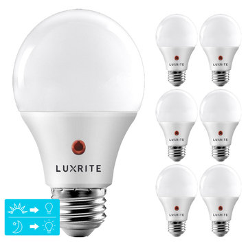 Luxrite A19 LED Dusk to Dawn Light Bulbs Damp Rated E26 Base, 3000k -  Soft Whit
