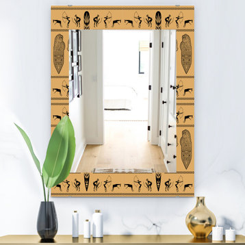 African Decorative Pattern Bohemian And Eclectic Frameless Wall Mirror, 24x32