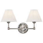 Hudson Valley Lighting - Classic No.1, 2-Light Wall Sconce With Off-White Silk Shade, Polished Nickel - Designed by Mark D. Sikes