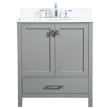 Elegant VF18830GR-BS 30"Single Bathroom Vanity, Gray With Backsplash