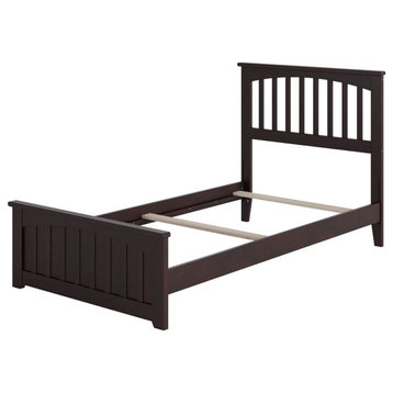 Twin XL Bed Frame, Slatted Headboard With Panel Footboard, Black Finish