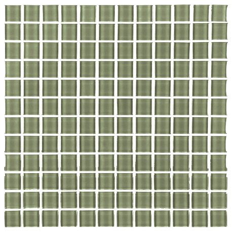 Metro 1"x1" Glass Square Mosaic Tile,Glossy Jade Green, Single Sheet