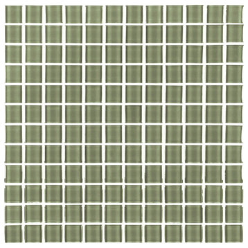 Metro 1 in x 1 in Glass Square Mosaic in Glossy Jade Green