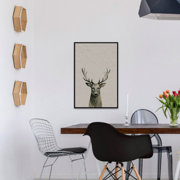 "Staring Buck II" Floater Framed Painting Print on Canvas