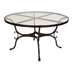 Ashbury Round Glass Top Dining Table - Outdoor Dining Tables