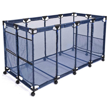 Yescom Mesh Pool Storage Bin Rolling Cart Storage Organizer Pool Toy Float Blue
