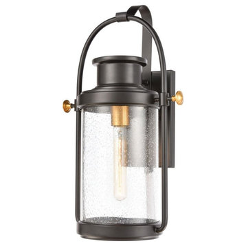 Cylinder One Light Outdoor Wall Sconce - Exposed Bulb Transitional Porch Light