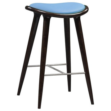 Lucio Oval Stool, Cappuccino With Blue Pu