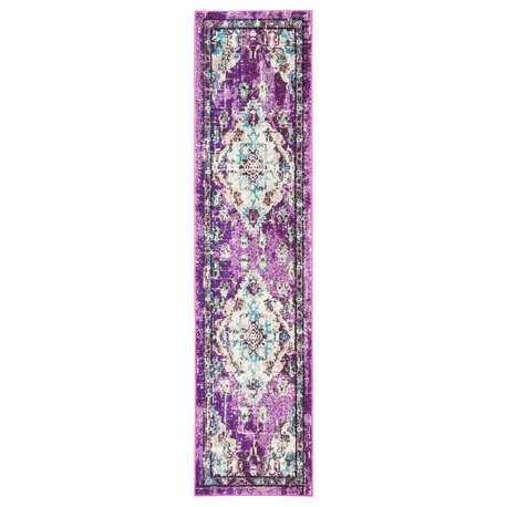 Safavieh Madison Collection MAD484V Rug, Lavender/Light Blue, 2'2" X 10'