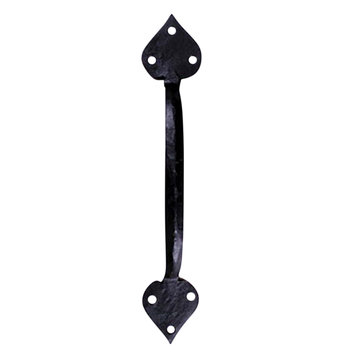 Renovators Supply Wrought Iron Black Door Handle 10" Heart Tip Style Pull Handle