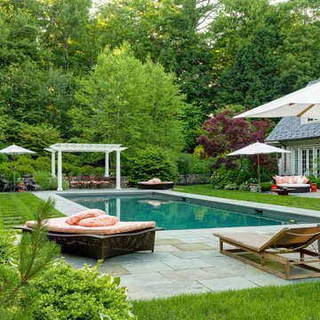 A Lush Green Back Garden With Pool