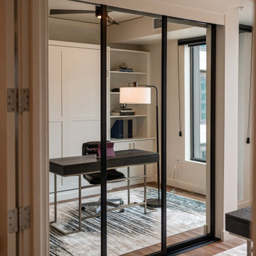 Mirrored Closet Doors Create a Flexible Home Office