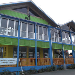 Motorized Retractable Drop Arm Window Awnings- Bad Monkey Restaurant - Products