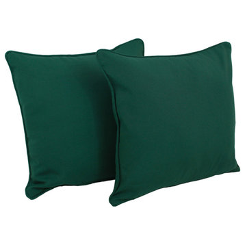 18" Double-Corded Solid Twill Square Throw Pillows, Set of 2, Forest Green