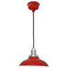 Peony LED Pendant Barn Light, Adjustable Cord, Red, 10"
