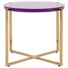 Becca Round Acrylic End Table, Amethyst/Gold