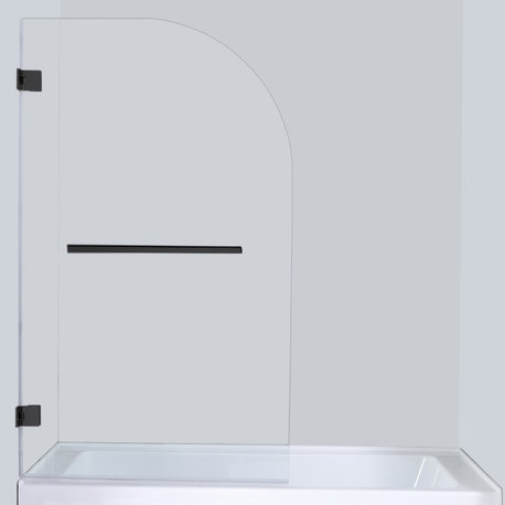 Napoli 34" W x 58" H Hinged Frameless Tub Door, Matte Black