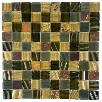 New Era II 1 in x 1 in Glass and Stone Square Mosaic in Wild Life