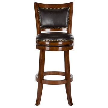 Charleston Swivel Bar Stool Walnut/Brown Seat, Set of 2